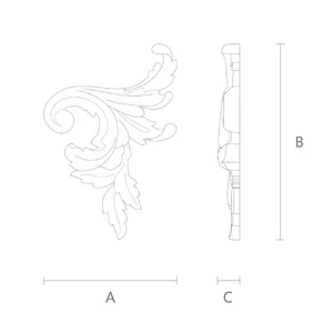 Wooden Scroll Onlay with Acanthus Leaves, right