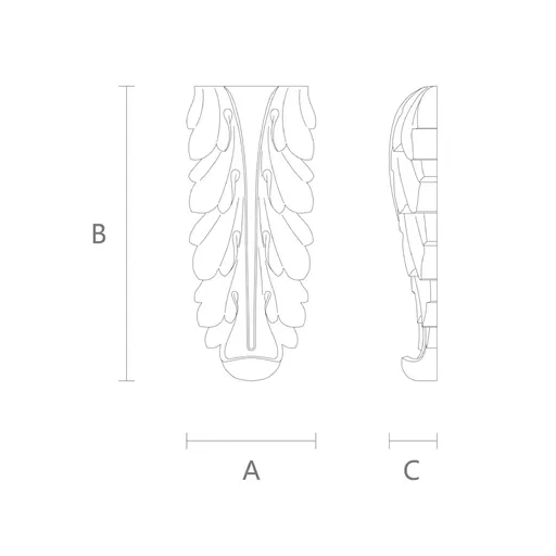 Carved decorative drop onlay for pilaster oak
