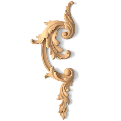 N-022R small corner carved scroll wood onlay applique victorian style