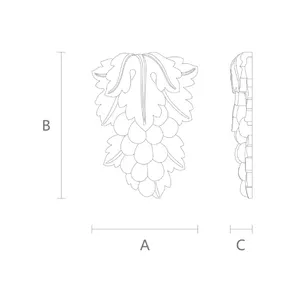 small vertical grapes wood carving applique