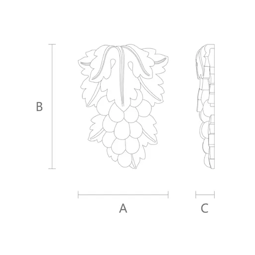 small vertical grapes wood carving applique