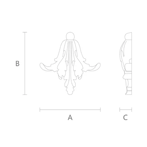 N-025 oak vertical decorative bell onlay applique classical style