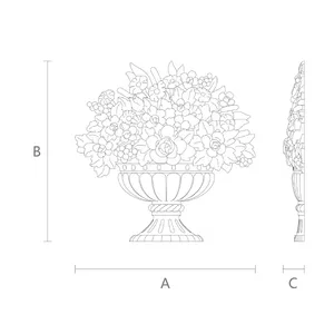 Flowers in a vase furniture applique oak