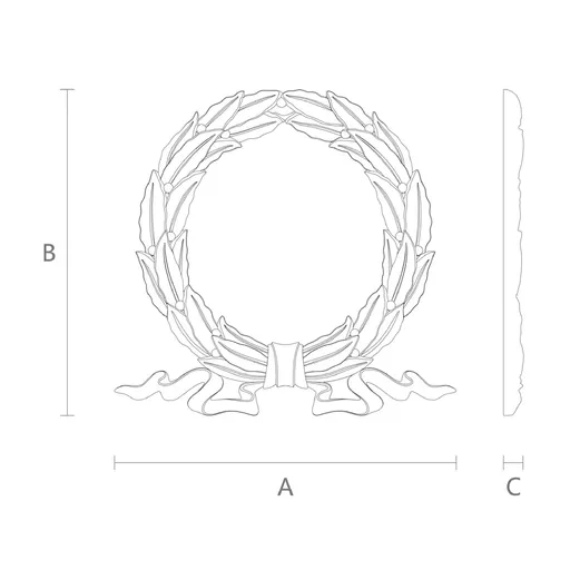 Laurel wreath with ribbons decorative wood applique