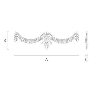 Decorative oak laurel swag onlay with ribbons 