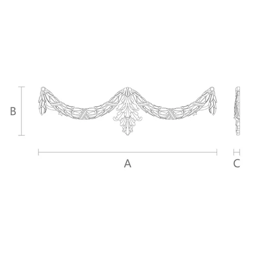 Decorative oak laurel swag onlay with ribbons 