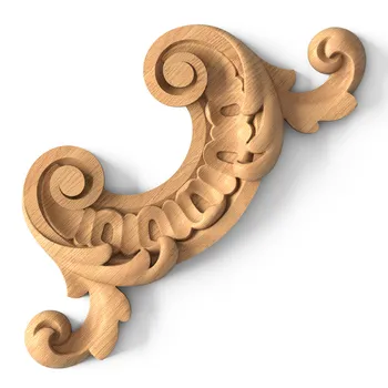 Small Wooden Corner Applique with Channeled Scrolls Small Wooden Corner Applique with Channeled Scrolls