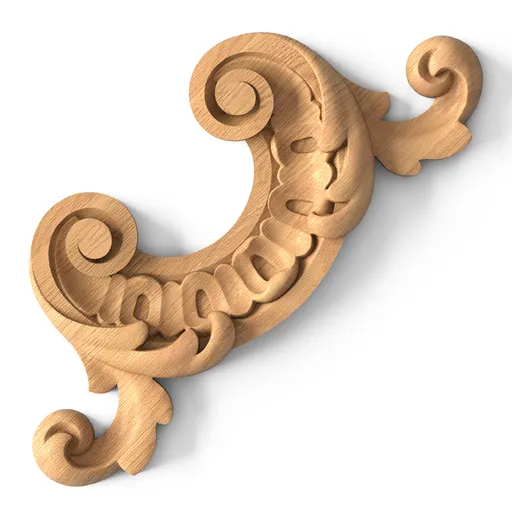 N-041 Rococo unpainted corner onlay from beech