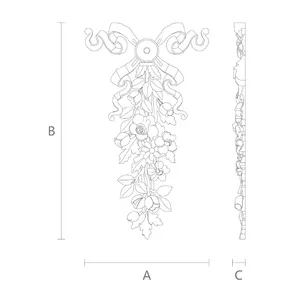 medium vertical decorative flower oak drop- 1