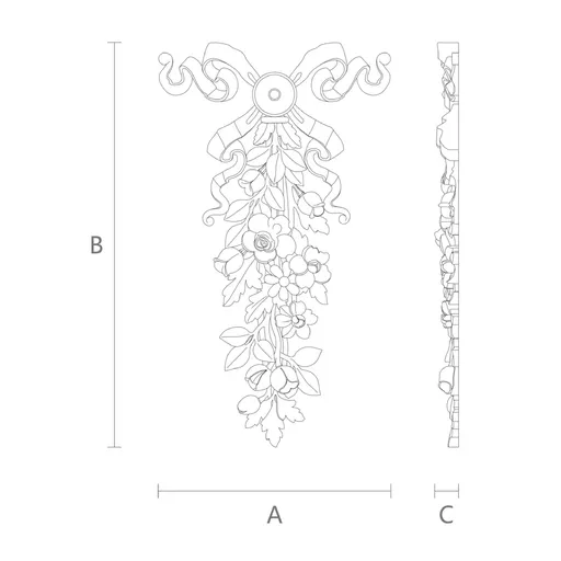 medium vertical decorative flower oak drop- 1