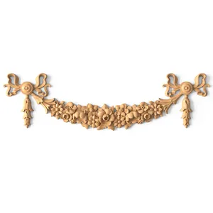 Large Romantic style wooden swag applique with flowers