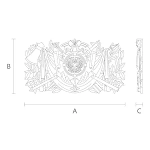 Carved wood emblem with laurel leaves