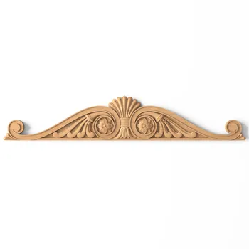 Classic Carved Wooden Pediment with Floral Rosettes