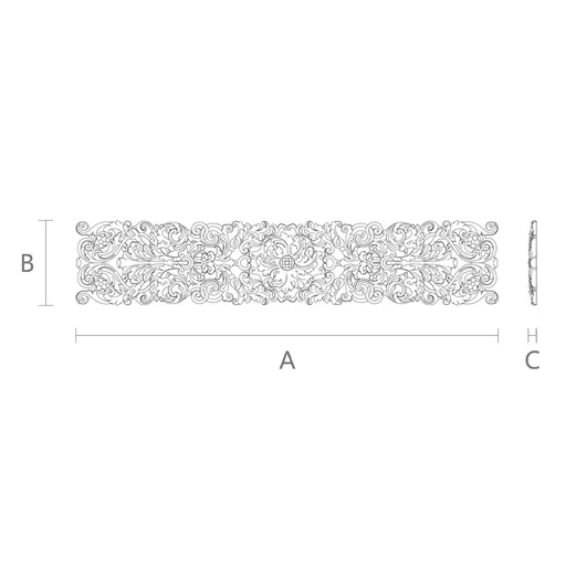 horizontal decorative floral acanthus scrolls wood applique 