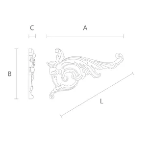 N-066L Openwork Detail - Ornate Acanthus Wood Scroll Onlay