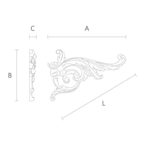 N-066L Openwork Detail - Ornate Acanthus Wood Scroll Onlay
