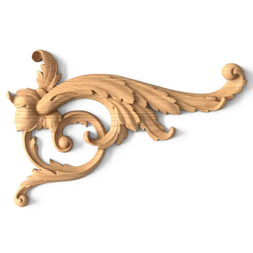 N-066L Ornate Acanthus Wood Scroll Onlay