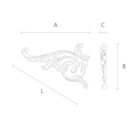 Oak Scroll Onlay with Ornate Acanthus