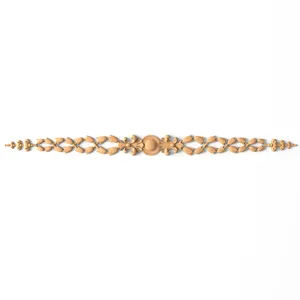 Large hardwood narrow decorative onlay with flowers