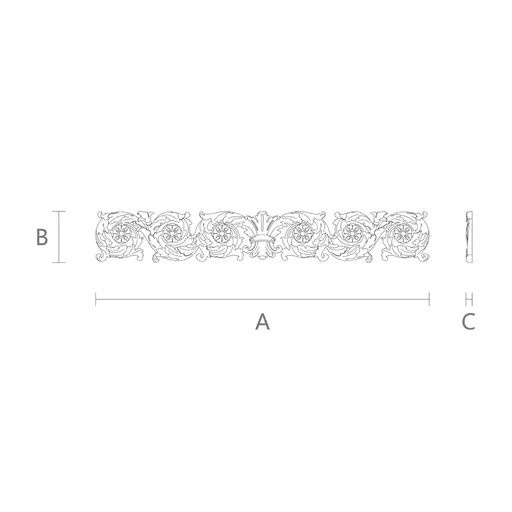 Baroque wood long scroll onlay with acanthus leaves