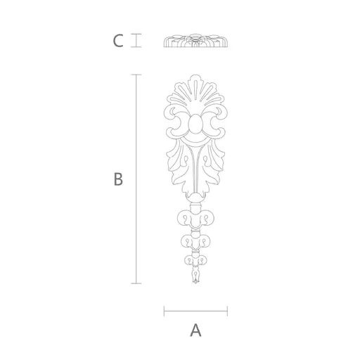 small vertical ornamental scroll drop baroque style