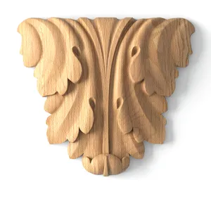 Small solid wood acanthus leaf applique for furniture