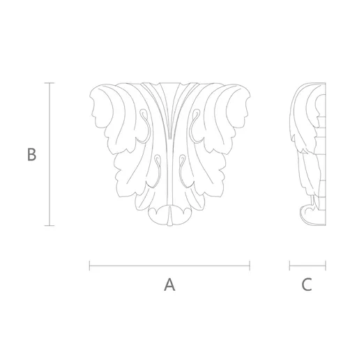Smal lwood acanthus leaf applique for furniture