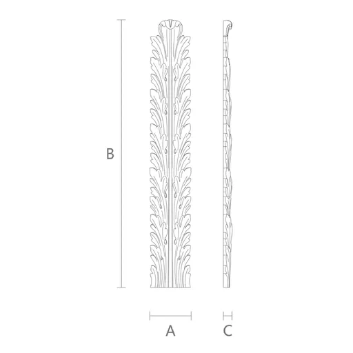 narrow vertical acanthus wood drop 