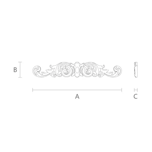 large horizontal carved floral acanthus scrolls wood carving applique 