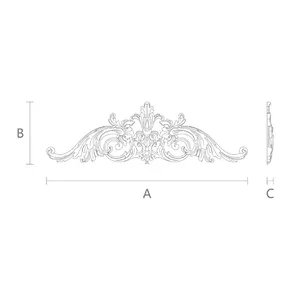 N-098.1 floral Scroll Carved Wood Pediment