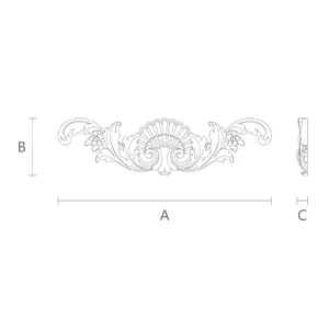 large horizontal artistic shell onlay applique solid wood - 1