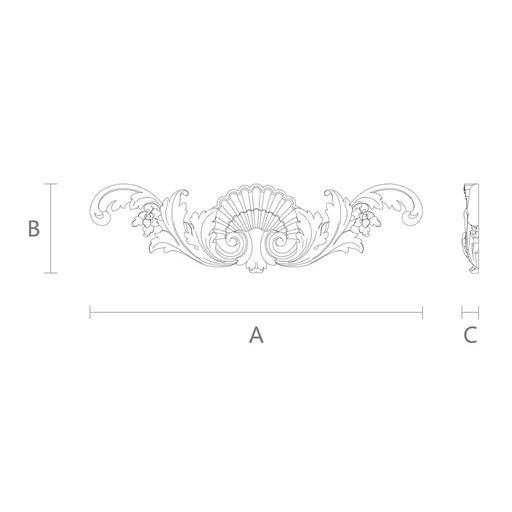 large horizontal artistic shell onlay applique solid wood - 1