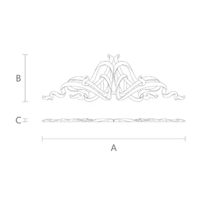 Art Nouveau oak Ribbon Center Pediment for Cabinetry