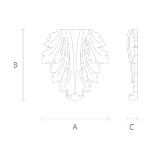 N-109 small vertical carved acanthus oak applique