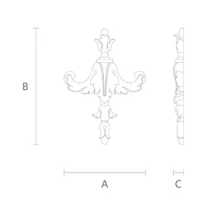 Small Neoclassical Symmetrical Wood Pendant Applique