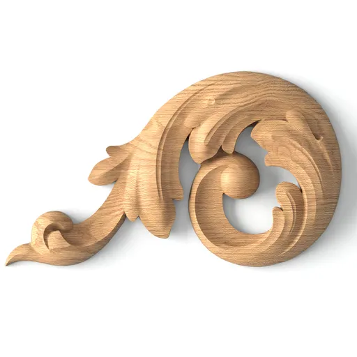 N-119L small corner decorative acanthus wood onlay applique classical style