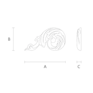 N-119L decorative acanthus wood small corner onlay