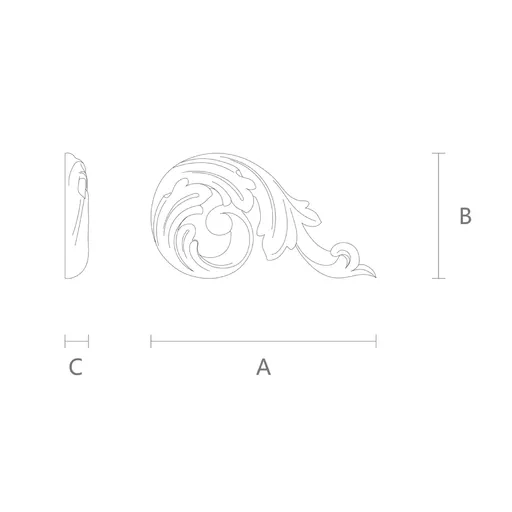 wood small corner architectural scroll carving applique 