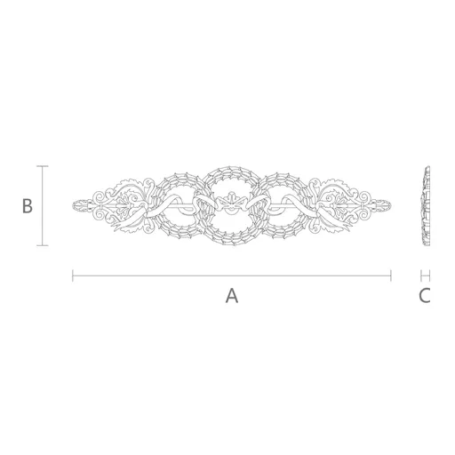 architectural wreath oak carving applique - 1