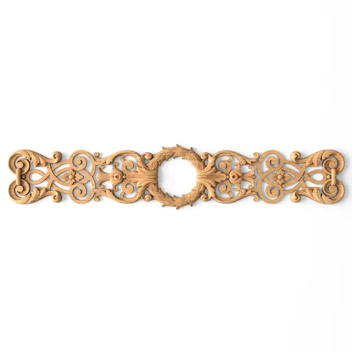 N-127 extra large horizontal decorative wreath wood carving applique victorian style