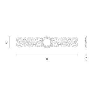 N-127 oak extra large horizontal decorative wreath carving applique
