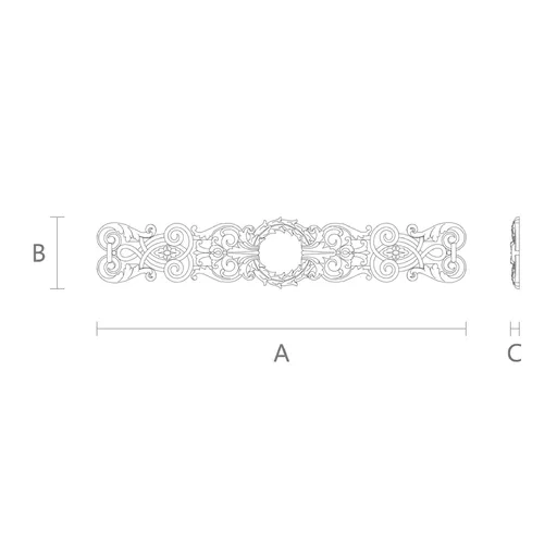 N-127 oak extra large horizontal decorative wreath carving applique