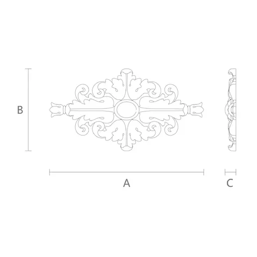 oak medium ornamental leaf onlay applique 