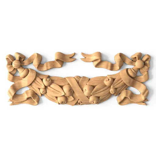 N-150 medium horizontal carved ribbon wood swag renaissance style