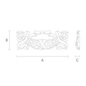 N-150 medium horizontal carved ribbon wood swag
