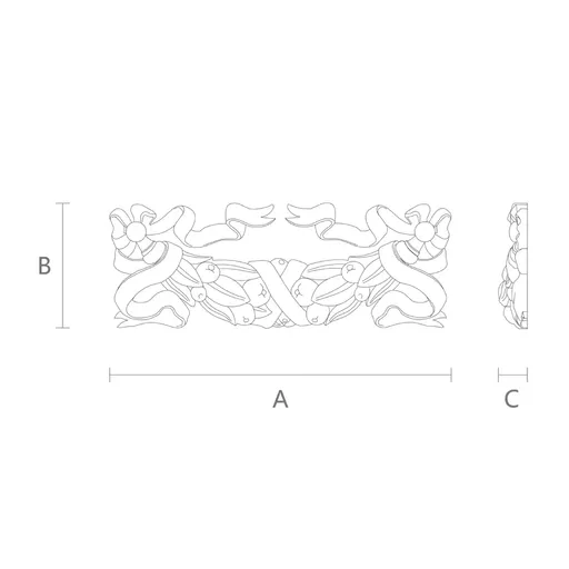 N-150 medium horizontal carved ribbon wood swag