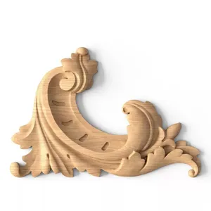 Left Wooden Scroll Onlay with Coved Acanthus Detail Left Heavy Coved Acanthus Wood Scroll Onlay