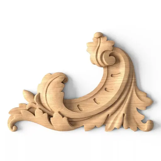 N-161.1R Wood Scroll Onlay with Coved Acanthus Detail