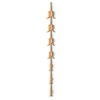 Bellflowers Carved Wood Drop Onlay, Vertical