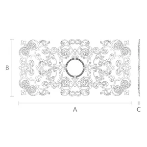 N-175 wood carving applique horizontal artistic floral
